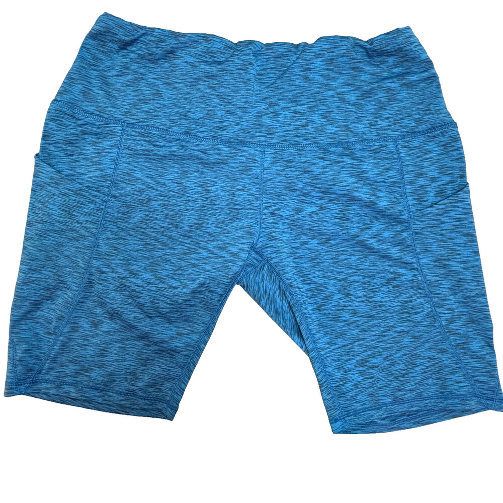 ODODOS Womens Bike Shorts Stretch Size 2X Teal Grey Space Dye 2 Thigh Pockets